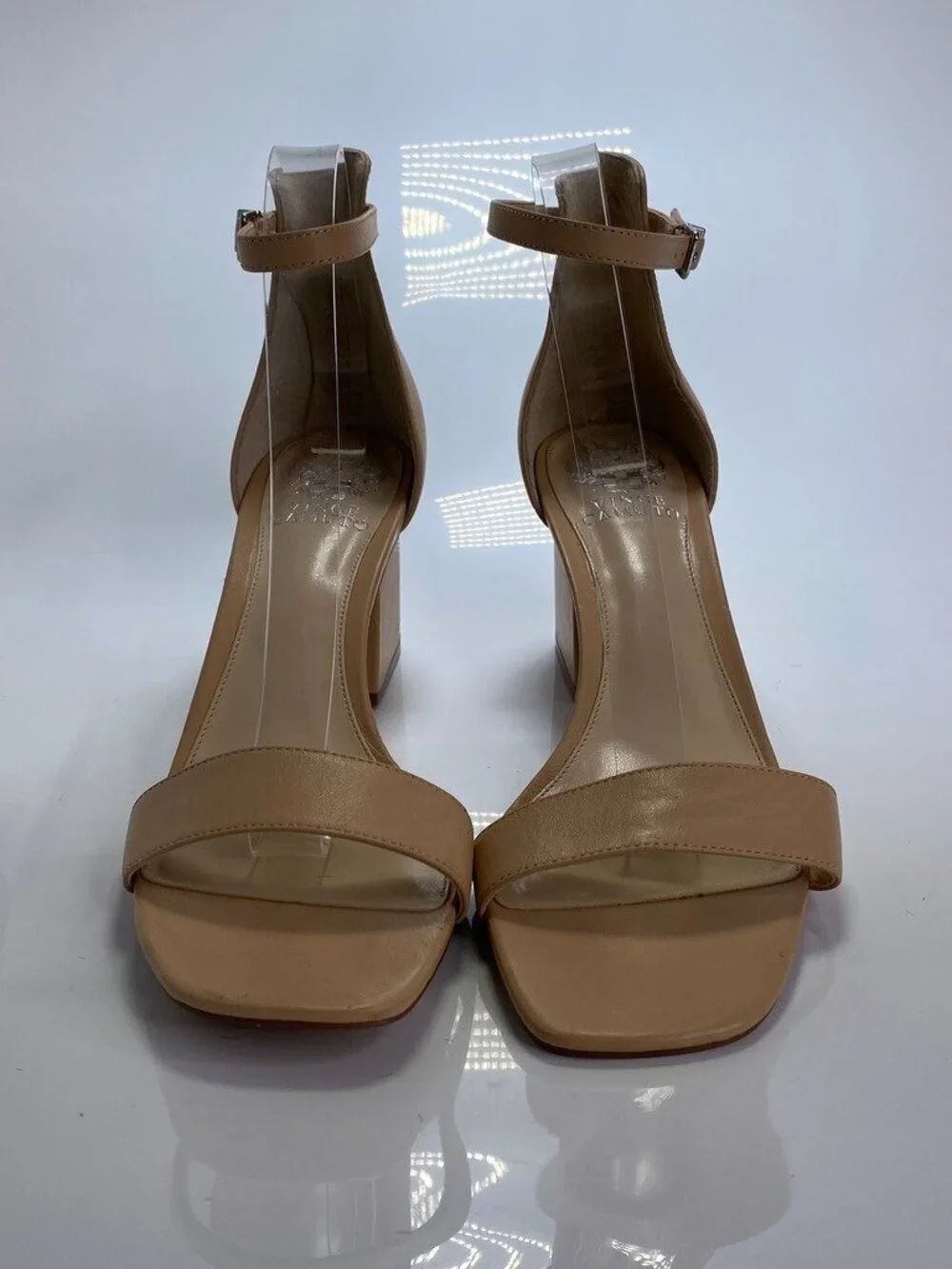 Vince Camuto Women's Margry Ankle Leather Strap Biscuit Block Heel Sandal Sz 11